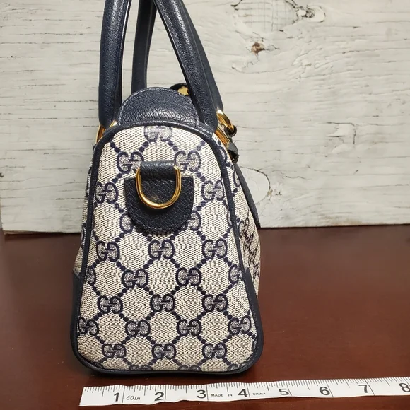Vintage GUCCI GG Supreme Monogram Ophidia GG Blue Boston Bag #2390069 - Picture 4 of 16